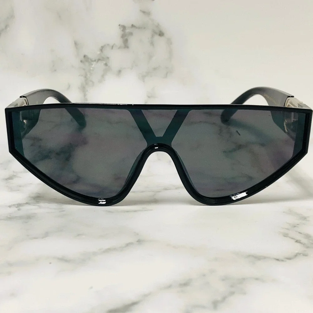 Shield Sunglasses Visor Mask Silver Fashion‎ Fashion Hip Hop Street Wear Cholo